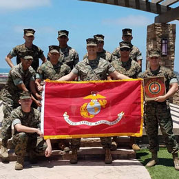 US Marine Corps Holding Marine Flag